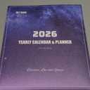 24" x 36" 2026 Wall Calendar Dry Erase - Folded Large Starry Sky Wall Calendar 2026, Wet & Dry Erasable, Laminated 12-Month Annual Yearly Planner, Reversible, Horizontal/Vertical, Purple