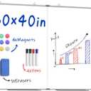 60"X 40" Large Magnetic Dry Erase Whiteboard, Wall Hanging Board with 4 Pens & 1 Dry Erasers & 6 Magnets, Sliver Aluminum Frame White