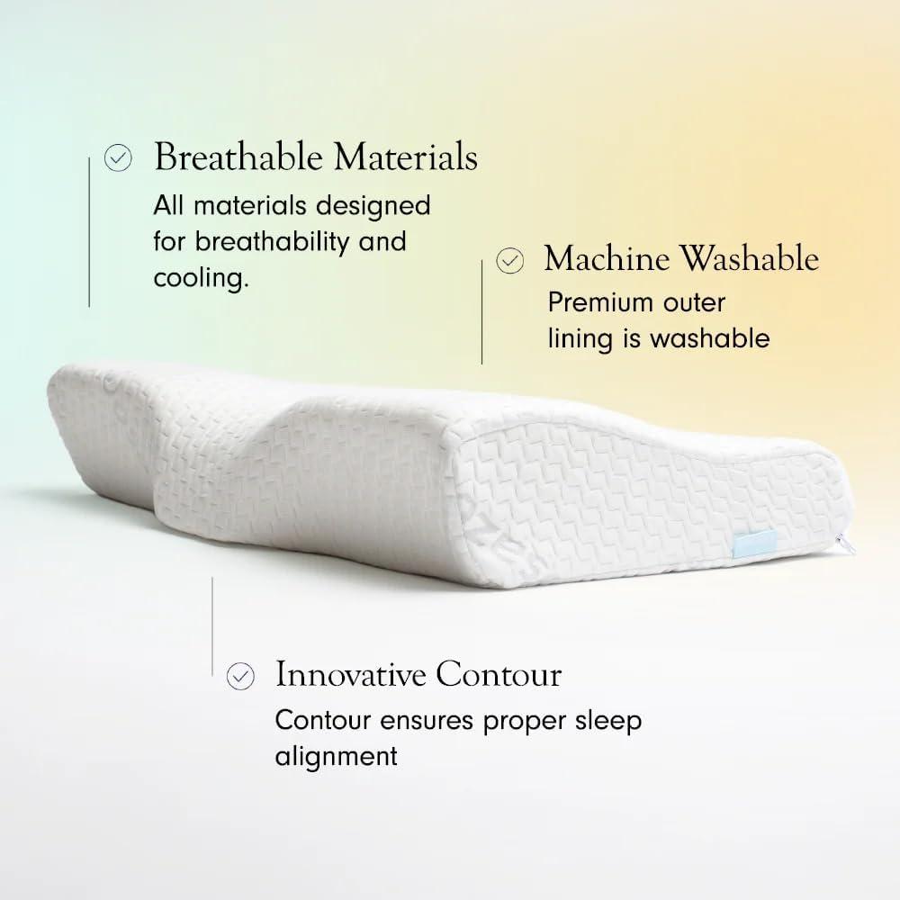 Dosaze Contoured Orthopedic Pillow, Queen (Thick) Size Bed Pillow for Neck Pain Relief - Medium Firm, Bed Pillow for Back, Stomach and Side Sleepers, CertiPUR-US/Oeko-Tex