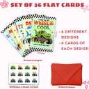 MAPDTWO 36 Packs Valentines Cards for Kids - Monster-style Trucks Valentines Day Card for Kids School Boys Classroom Party Favors - 3.2''x 4.7'' Exchange Monster Vehicle Cards & Stickers, Envelopes