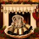 LEIFIDE 12 Pcs Gold Cow Bells Christmas Ornaments Small Rustic Metal Hanging Bells Vintage Harmony Brass Coated Jute Rope Hanging Gold Cowbell for Xmas Tree Crafts Wreath Decorations Outdoor Garden