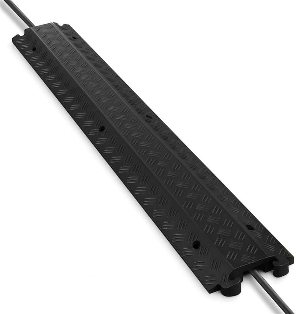 Pyle Durable Cable Protection Ramp Cover - Supports 11000lbs Single Channel Heavy Duty Hose and Cord Track Floor Protection, 39.4 x 5.11 x 0.78 Cable Concealer for Indoor Outdoor Use -PCBLCO101BK (Black)
