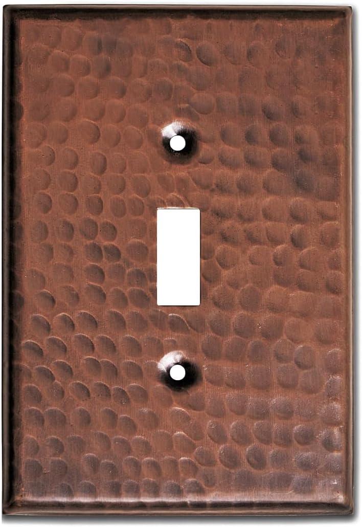 Monarch Abode Single Toggle Light Switch Cover Plate  1-Gang Pure Copper Outlet Covers, Hand Hammered Decorative Outlet Cover Wall Plates, Light Switch Plate Covers for Electric Outlets, Pack of 1