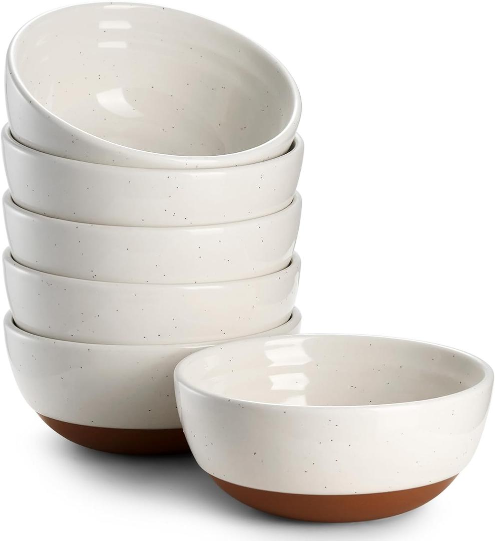 DOWAN 10 OZ Ice Cream Bowls Set of 6-4.5" Ceramic Small Dessert Bowls for Dips, Porcelain White Bowl for Ice Cream, Snack, Dip, Sauce, Small Portion Bouillon Cups Dishwasher & Microwave Safe