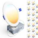 Ensenior 20 Pack 6 Inch LED Recessed Light, Dimmable, 2700K-5000K 5CCT, 1200LM High Brightness, 12W 120V, Damp Rated, Ultra-Thin Canless Wafer Ceiling Light - ETL & FCC & IC