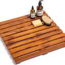 Teak Shower Mat - Premium Non-Slip Bath Mat for Bathtub & Shower, Natural Wooden Bathroom Floor Mat, Spa-Style Fast-Drying Bathtub Tray, Solid Teak Wood (20"x20")