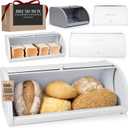 FINESSY Large Bread Box White for Pantry, Bread Box for Kitchen Countertop Stainless Steel, Breadbox Keeper for Fresh Homemade Muffin Sourdough Bagel Sandwich, Large Food Storage Containers with Lids
