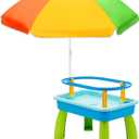 Abbylike 47 Inch Beach Umbrella for Water Table Picnic Table Shade Heavy Duty Portable Adjustable Height Sandbox Umbrella UV Protection for Beach Park Backyard Camping Garden Outdoor