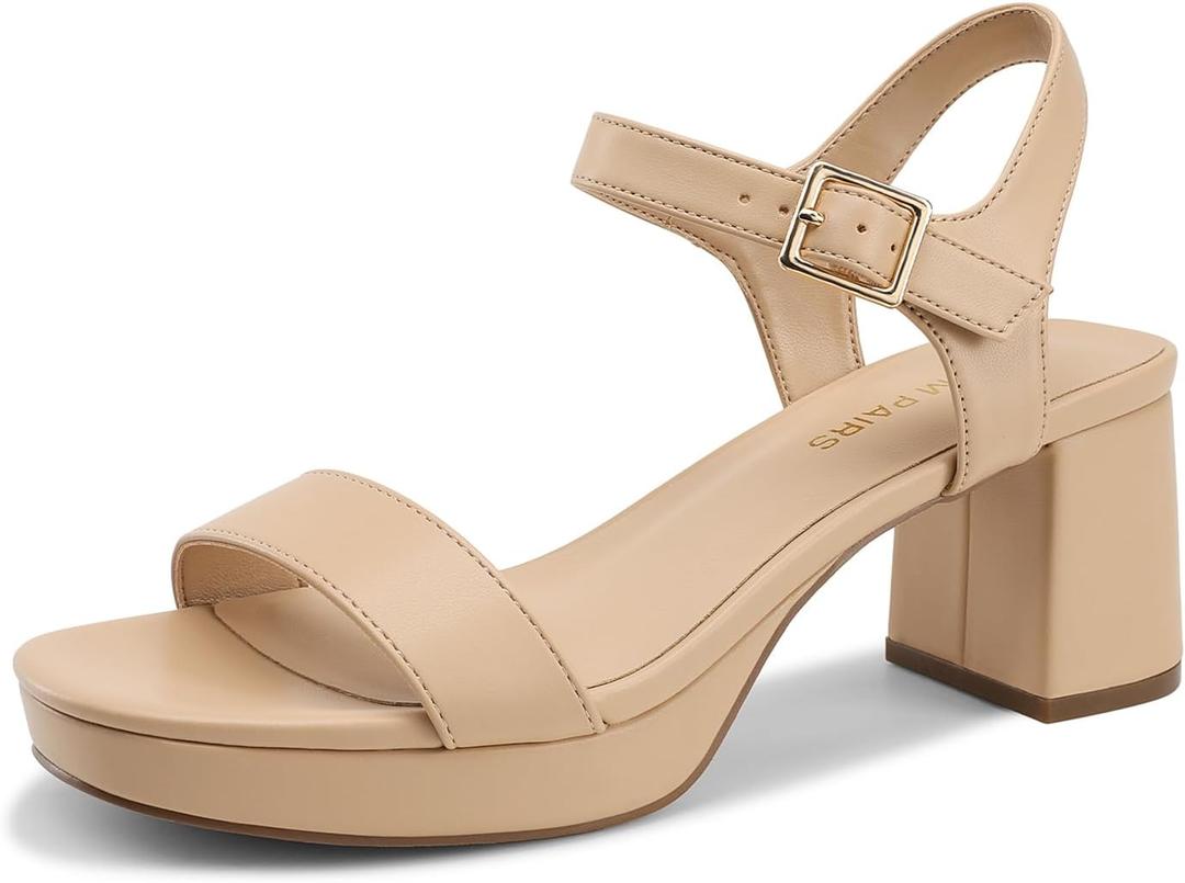 DREAM PAIRS Women's Platform Heels Block Chunky Open Toe Ankle Strap Heel Fashion Wedding Party Dress Sandals Shoes 7