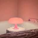 Pink Mushroom Lamp, Mid Century Modern Table Lamp for Bedroom, Minimalist Mushroom Decor Bedside Small Lamps, 2700K(Bulb Included, Plug Powered)