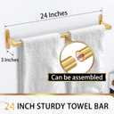 Gold Towel Bar 24 Inch, KLJKPA Towel Bar for Bathroom Wall, Stainless Steel Heavy Duty Single Bath Towel Rod