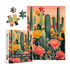 Cactus Puzzle for Adults - 1000 Piece Desert Plant & Mountain Landscape Nature Succulent Jigsaw Puzzle
