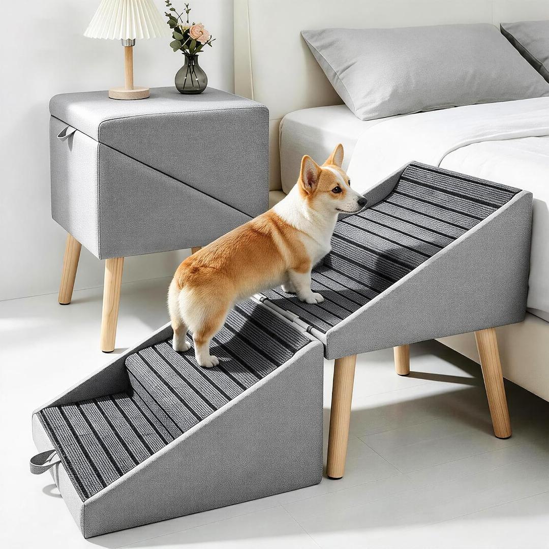 2-in-1 Ottoman Dog Ramp for High Beds, 18.5 Inch Height