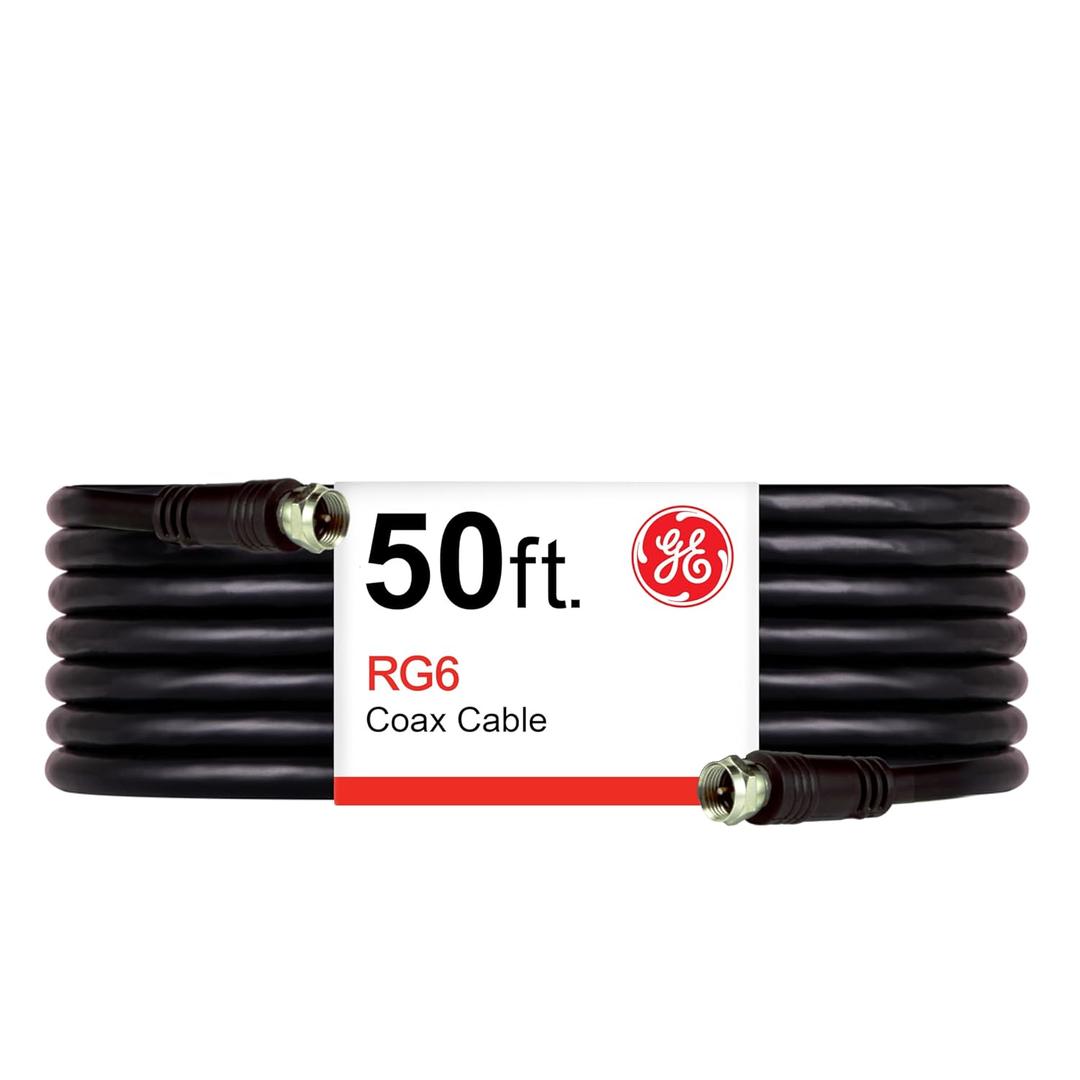 GE 33600 RG6 Coaxial Cable, 50ft (Black)