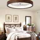 20'' Fandelier Ceiling Fan with Light, Low Profile Flush Mount Wood Ceiling Fan, APP & Remote Control, Dimmable & 6 Speeds
