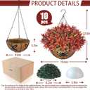 Uieke 2PCS Artificial Hanging Flowers for Outdoors with Hanging Basket, 22.8" 10pcs UV Resistant Fall Faux Flowers, Fake Hanging Plants for Autumn Garden Porch Patio Balcony Decoration