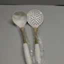 2-Piece White and Gold Silicone Cooking Utensils, Kitchen Essentials for Home Apartment, Silicone Kitchen Gadgets Spatula for Nonstick Cookware