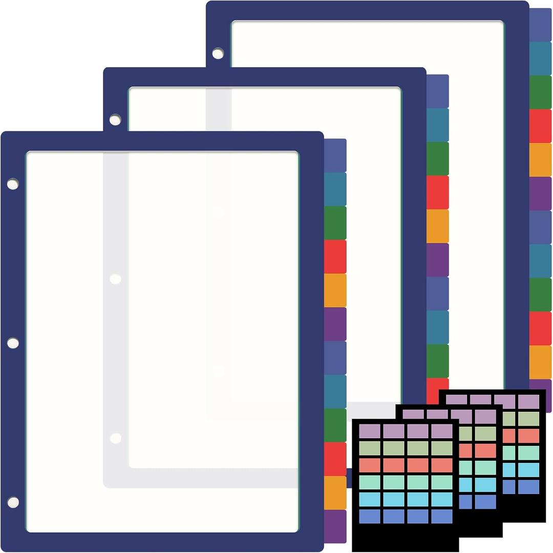 3 x 36 Pcs/3 Set 12 Tabs Binder Dividers for 3 Ring, Clear Tab Monthly Notebook Divider with Colored Tabs Page Binder File Dividers, Letter Size