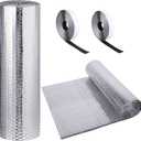 Frienda Double RV Door Window Shade Cover Blackout Reflective Insulation Roll 120x24 Inches Aluminum Foil Insulation Kit for Rv Garage Roof Door Window Skylight Shade(Silver)