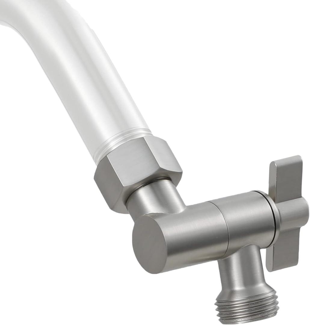 All Metal Shower Angle Adapter, Adjustable Shower Head Extension Adapter, Solid Brass Shower Head Elbow,Adjust Angle to Upgrade Shower Experience,Universal Connection (Brushed nickel)