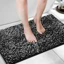 Yimobra Bath Mats for Bathroom Non Slip, 28x17.5, Extra Soft Chenille Bathroom Rugs, Fluffy Plush Luxury Shower Mat Outside, Water Absorbent, Machine Washable, Black & Dark Gray