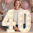 Pooqla 40th Birthday Decorations for Women Men, Large 12.6 in Tall Light Up Numbers for Party Decorations Table Decor, Big Marquee Numbers 40th Birthday Gift for Women Men Wedding Anniversary Decor