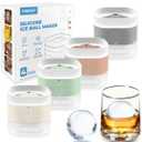 FINENUT Silicone Ice Ball Mold with Lid, 4 Pack – 2.5 Inch Large Sphere Round Ice Maker, Easy Release BPA-Free Silicone Trays for Whiskey & Cocktails, Home Bars & Freezer