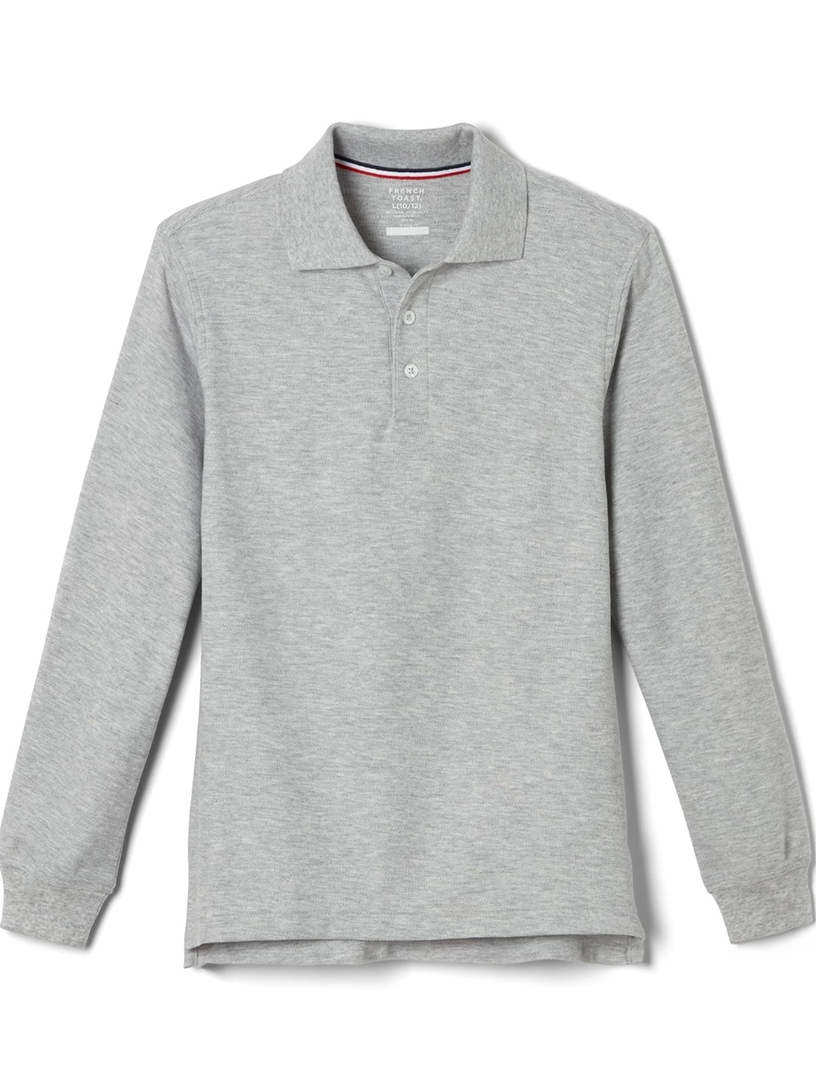 French Toast Pique Polo School Uniform Shirt with Long Sleeves for Boys and Girls M