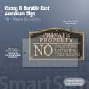 SmartSign Private Property Sign for Yard, No Soliciting Loitering Trespassing Garden Plaque | 5.75" x 9.5" Aluminum Plaque with 18" Black Lawn Stake, Made in USA