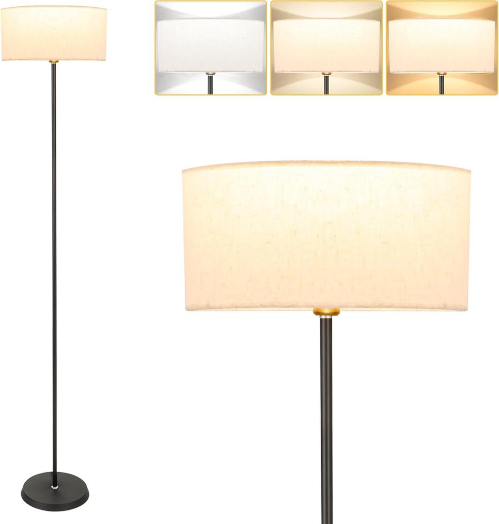 Mid Century Modern Floor Lamp for Living Room, Dimmable Tall Lamp with 3 Color Temperature Dimmable LED Bulb, Cordless Pole Lamp for Bedroom, Reading Lamps Floor Standing