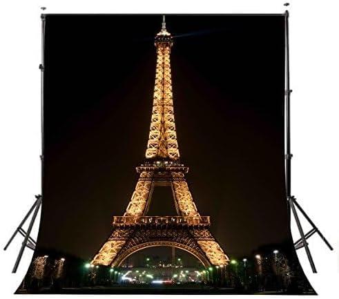 Black Backdrop Background for Photography Lights up The Eiffel Tower Backdrops for Photoshoot 6X9ft Use for Photography Backdrops Wedding Party Happy Birthday Backdrop 6X9ft Standard Size