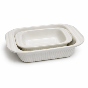 Artena Casserole Dishes For Oven, Ceramic Baking Dish, Large Lasagna Pan With Handles, Baking Pan Casserole Dish, Rectangular Bakeware Deep, White, Set Of 2 (2.3Qt/1.1Qt) (Only Baking Dish)