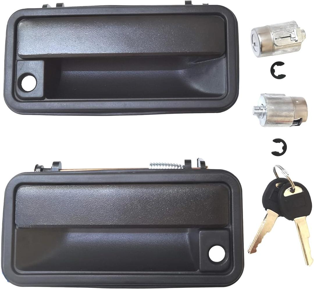 Metal Exterior Door Handles w/Lock Cylinders for 1988-1994 Chevy C1500 C2500 C3500 HD K1500 K2500 K350 Tahoe Suburban GMC Yukon, Front Left & Right Replaces 15742229 15742230