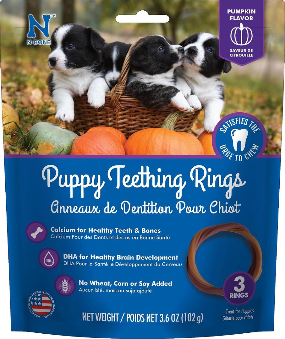 3 x N-Bone Puppy Teething Ring Pumpkin Flavor, 3.6 Oz, 3 Rings