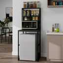 KirKical Kitchen Bakers Racks with Storage, Mini Fridge Stand, Utility Storage Shelf, Coffee Bar Table Microwave Oven Stand with Mini Fridge Space for Home Kitchen Dorm, Black, 23 inches x 22 inches x 41 inches