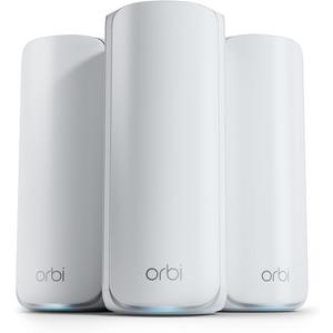 NETGEAR Orbi 770 Series Tri-Band WiFi 7 Mesh Network System (RBE773) - Router + 2 Satellite Extenders, Security Features, Up to 11Gbps, Covers up to 8,000 sq. ft., 100 Devices, 2.5 Gig Internet Port
