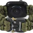 Paracord Band Compatible with Apple Watch Band 38mm 40mm 41mm 42mm 44mm 45mm for MenSurvival Military Tactical Paracord Weave Wristband Compatible for iWatch Series SE 7/6/5/4/3/2/1 (Army Green)