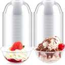 Qeirudu 6 oz Mini Clear Plastic Bowls, 80 Pack Disposable Hard Plastic Party Serving Bowls for Fruit, Desserts, Parfaits, Ice Creams, Snacks