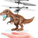 Dinosaur Toys, Remote Flying Dinosaur Drone Infrared Induction RC Flying Ball Toy for Kids Boys Girls Gifts LED Light Helicopter Flying Drone Indoor and Outdoor Games Toys for Age 8 9 10 11 12+ (Brown)