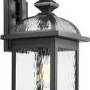 Darkaway Outdoor Lights Fixture Wall Mount, Large 22inch Exterior Wall Light with Water Ripple Glass Waterproof Black Outside Wall Sconce for House Porch Hallway Garage