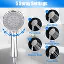 Detachable Handheld Shower Head with Hose - High pressure 5 Functions Showerheads Hand Held Shower Heads,Extra Long 4.7 ft. Stainless Steel Hose and Holder.