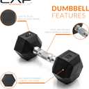 CAP Barbell Coated Hex Dumbbell Weight - Single | 10-120 lbs | Multiple Options