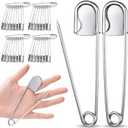 Juexica 40 Pcs Large Safety Pins 5 Inch Jumbo Stainless Steel Safety Pins Heavy Duty Huge for Strong Laundry Upholstery Sewing Quilting Key Rings Craft Outdoor (Silver)