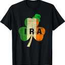 St Patricks Day IRA Vintage Ireland Flag Irish Luck Shamrock T-Shirt, M