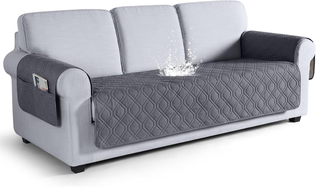 VANSOFY Couch Cover, Waterproof Sofa Covers Washable Slipcover Furniture Protector Couch Seat Covers Non-Slip Couch Cover for Dogs, Pets(Sofa, Dark Gray) (Sofa(Seat Width: 67.3"))