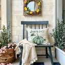 Fall Decorative Throw Pillow Covers,Autumn Pumpkin and Buffalo Check Plaid Design 18x18 Inch Cushion Cases 2Pack Happy Fall Harvest Farmhouse Home Pillowcases for Autumn Thanksgiving(Blue/Green)