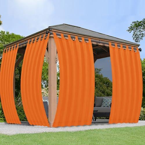 PureFit Outdoor Curtains for Detachable Sticky Tab Top Patio Waterproof – Weatherproof, UV and Fade Resistant Outside Curtains for Gazebo, Porch, Pergola, Privacy Curtain, 54 x 84 in Orange