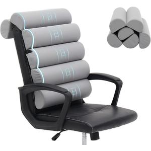 Ergonomic Lumbar Support Pillow for High Back Office Chair - Adjustable 6 Semicircular Back Cushion with Breathable Mesh Cover,Spine Support for Desk/Gaming Chairs, Neck/Upper/Lower Back Pain Relief (Light Grey)