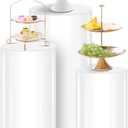White Cylinder Stands for Party 3Pcs Round Pedestal Stand for Parties, Pillars for Wedding Birthday Party Art Decor 35.43''(L),29.52''(M),23.62''(S)