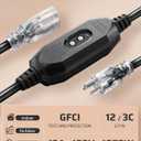 DEWENWILS 3Ft Automatic GFCI Extension Cord Outdoor, 12/3 SJTW Heavy Duty Extension Cord, Power Cord with LED Lighted 3 Prong Plug, 15A/125V/1875W, Black, UL Listed